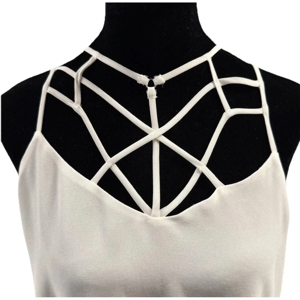 Naked Zebra‎ Caged Camisole Tank Top Womens Medium Ivory Going Out Cami